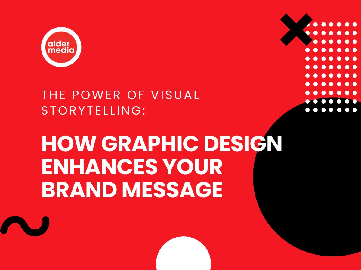 Graphic design enhances brand message through storytelling.